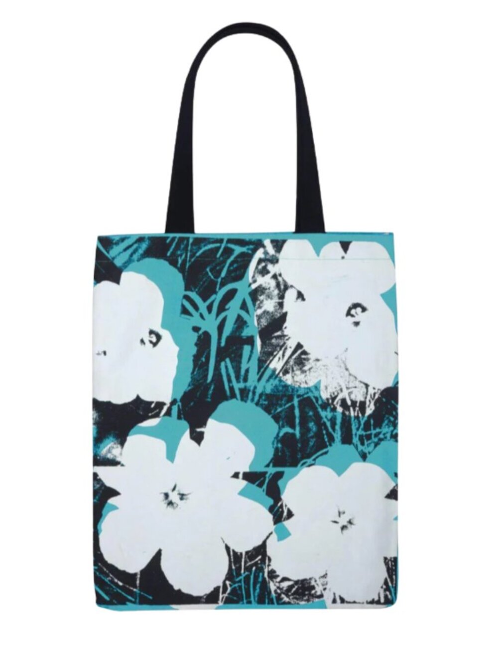 Galison Andy Warhol Poppies Flowers Canvas Art Tote Bag Turquoise